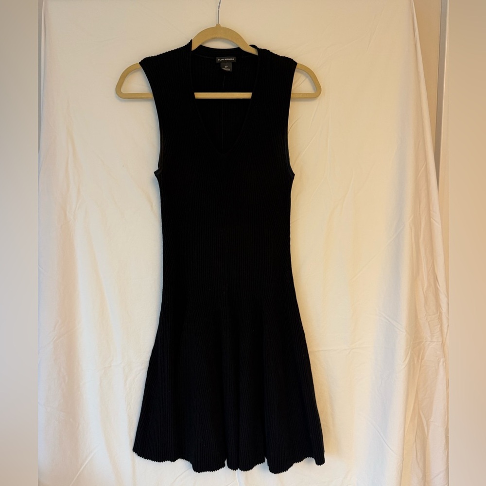 Club Monaco sleeveless black knit dress
